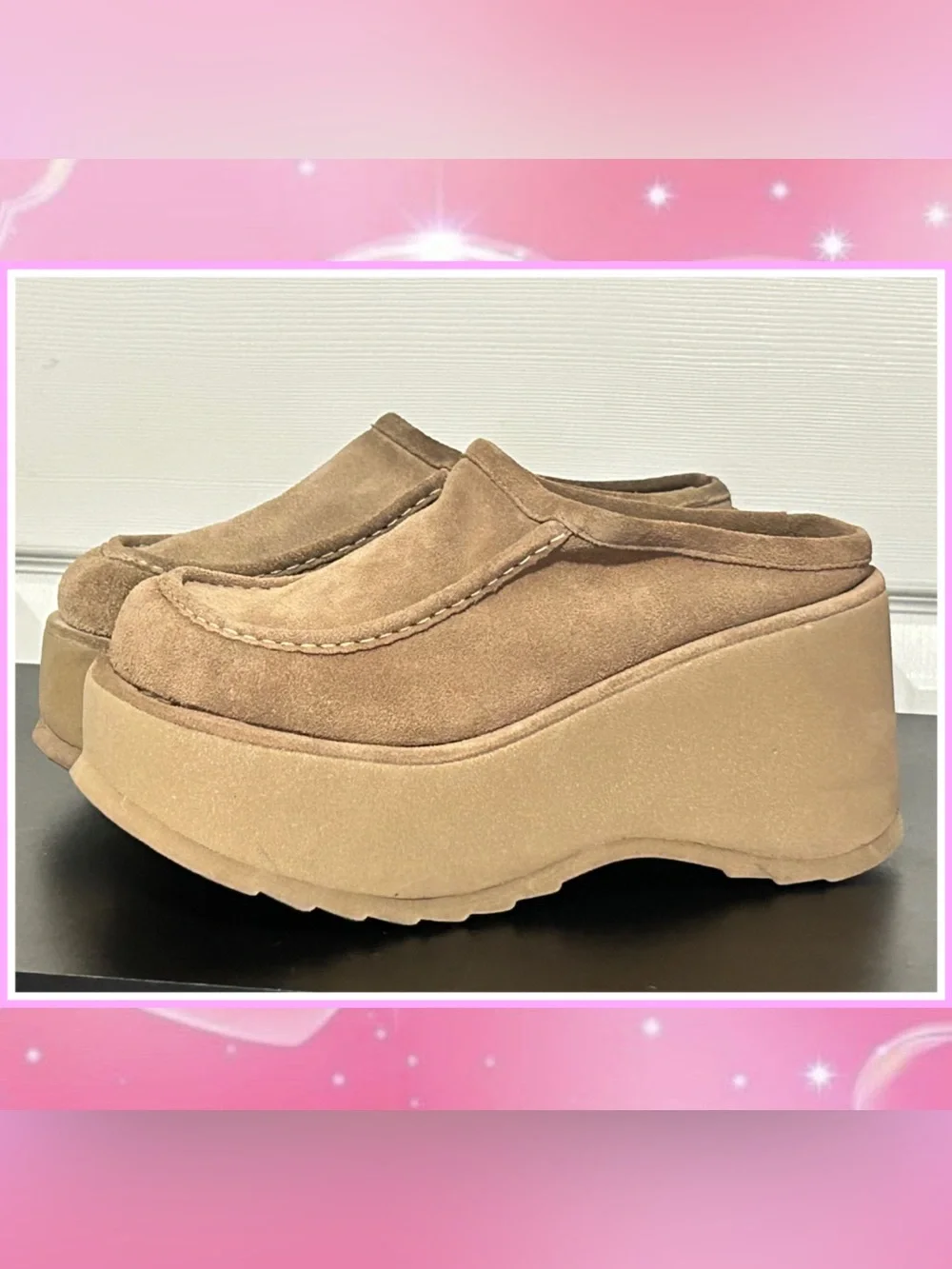 Vintage 90s Chunky Platform Suede Clogs - Picture 2 of 4